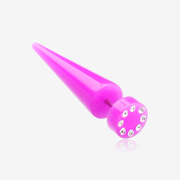 A Pair of Multi Gem Solid Acrylic Faux Taper Earring-Purple